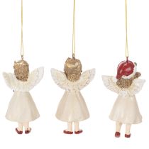 Itens Enfeites decorativos de anjos para árvore de Natal, estilo vintage, 10 cm, conjunto de 3 peças.