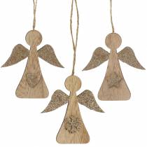 Itens Deco hanger de madeira angel glitter 10cm 12pcs