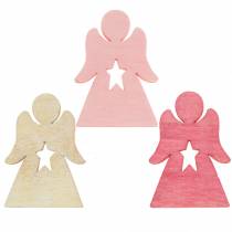 Itens Anjos feitos de madeira para espalhar rosa, rosa, branco 4 cm 72 unidades