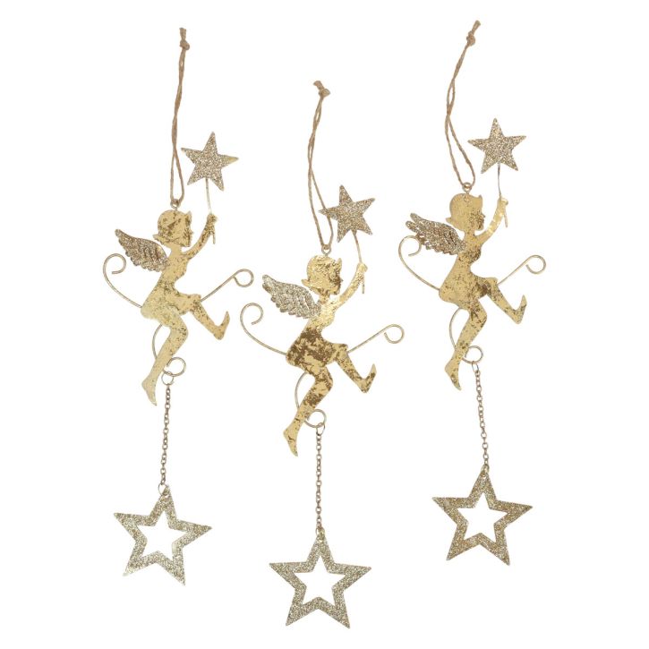 Pingente de anjo estrela decoração de Natal para pendurar Alt.28cm 3 unidades