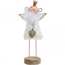 Itens Figura de anjo decoração de natal madeira metal branco dourado H20.5cm