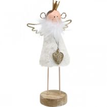 Itens Figura de anjo decoração de natal madeira metal branco dourado H20.5cm