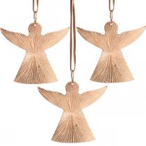 Anjos para pendurar, decorações do Advento, decorações de metal cor de cobre 9 × 10 cm 3 unidades