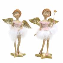 Itens Anjo bailarina decorativo rosa e dourado, Ø11,5 A15cm, 2 peças