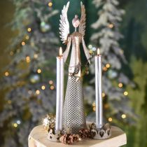 Figura decorativa de anjo com guirlanda de metal de Natal 13 × 8,5cm Alt.40cm