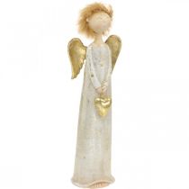 Figura decorativa de anjo com coração de ouro anjo de Natal 11,5 × 7,5 × 37cm