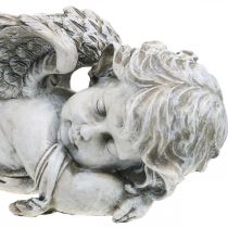 Sepultura decoração anjo dormindo sepultura anjo cinza poliresina 39×14x13cm