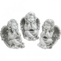 Figura de anjo pequena decoração de túmulo figura de jardim cinza H9cm 3 pcs
