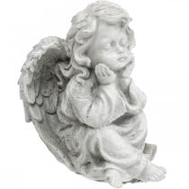 Figura de anjo pequena decoração de túmulo figura de jardim cinza H9cm 3 pcs