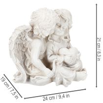 Itens Escultura de anjos para decoração infantil, casal de anjos com coração, 24 cm