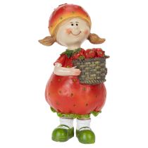 Itens Estatueta decorativa de menina com morango para decoração de verão, estátua fofa para sala de estar e varanda, 18 cm