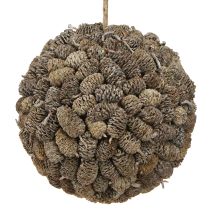 Itens Bola decorativa de cone de amieiro para pendurar, branca lavada, 20 cm