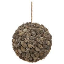 Itens Bola decorativa em forma de cone de amieiro para pendurar, com acabamento branco lavado, 20 cm