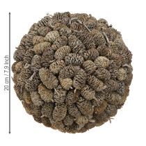 Itens Bola decorativa de cone de amieiro para pendurar, branca lavada, 20 cm