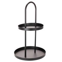 Itens Bandeja decorativa redonda de metal com dois níveis, 58 cm