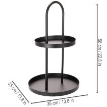 Itens Bandeja decorativa redonda de metal com dois níveis, 58 cm