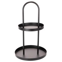 Itens Bandeja decorativa redonda de metal com dois níveis, 58 cm