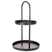 Itens Bandeja decorativa redonda de metal com dois níveis, 58 cm