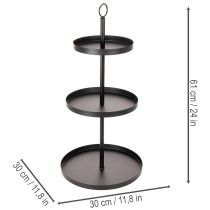 Itens Suporte de servir redondo de metal com três níveis para decoração de mesa em vários níveis, 61 cm