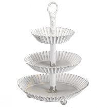Itens Bandeja de metal com 3 camadas branca Alt.23cm