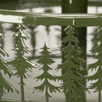 Itens Suporte de servir de metal com três níveis, verde, decoração de pinheiro, redondo, 49 cm