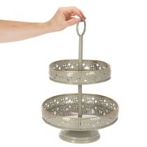 Itens Bandeja decorativa de dois andares com alça, motivo de estrela, 49 cm