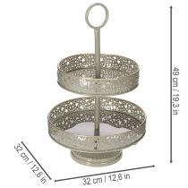 Itens Bandeja decorativa de dois andares com alça, motivo de estrela, 49 cm