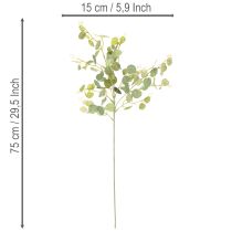 Itens Ramo artificial de eucalipto com folhas redondas, 75 cm, 4 peças