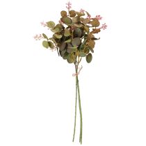 Itens Ramos artificiais de eucalipto com flores rosa, 45 cm, 3 peças