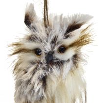 Decoração de coruja figuras de coruja pequenas, decoração de animais da floresta 11cm branco-marrom 2 unidades