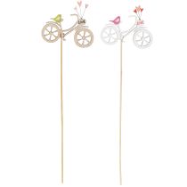 Itens Estacas de madeira com motivo de bicicleta para um ambiente romântico e primaveril na sala de estar, 8 cm, 12 peças.