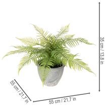 Itens Samambaia artificial em vaso para sala de estar e escritório, 35 cm