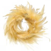 Coroa de penas amarela pequena Ø11cm decoração de penas reais grinalda decoração de páscoa