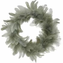 Coroa de penas de decoração de páscoa cinza Ø16,5cm penas reais