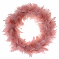 Coroa de penas deco grande decoração de páscoa rosa velha Ø24cm pena real