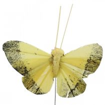 Itens Borboleta de penas em arame 5cm laranja, amarelo 24uds