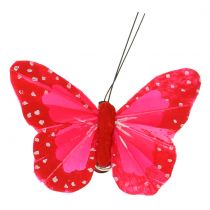 Borboletas de penas no clipe multicoloridas 7cm 12pcs