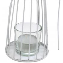 Decoração de primavera, fada das flores como lanterna, decoração de mesa de metal, duende com flor branca H32,5cm