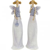 Fadas de flores, decoração de primavera, duendes de flores violeta H19/19.5cm conjunto de 2