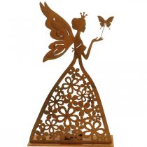 Elfo borboleta, mola de decoração de mesa, suporte de vela, pátina de decoração de metal H32.5cm Ø5cm