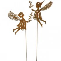 Fada da primavera em uma vara, plugue decorativo, elfo de flores feito de pátina de metal L33cm 4 peças