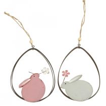 Decoração de janela Coelhinho da Páscoa decoração de pendurar de metal Páscoa 15cm 4uds