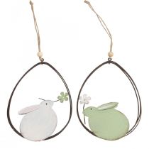 Decoração de janela, coelhinho da Páscoa de metal, decoração de suspensão Páscoa 15cm 4pcs verde branco