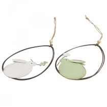 Decoração de janela, coelhinho da Páscoa de metal, decoração de suspensão Páscoa 15cm 4pcs verde branco