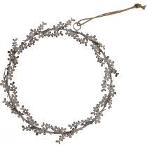 Itens Guirlanda decorativa para janela ou porta, estilo shabby chic, em metal, branca, Ø16,5 cm