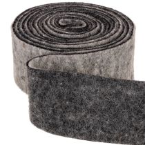 Itens Fita de feltro, alça para panela, 100% lã, cinza/preto, 7,5 cm de largura, 5 m de comprimento