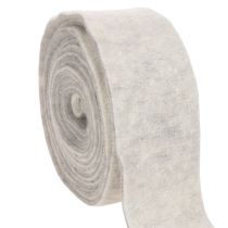 Itens Fita de feltro bicolor, branca/cinza, feita de 100% lã, 7,5 cm de largura, 5 m de comprimento.