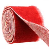 Decoração de fita de feltro dois tons vermelho, branco Fita de panela Natal 15cm × 4m