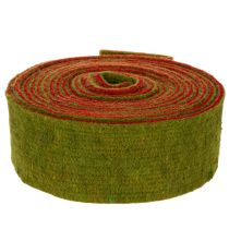 Itens Fita de feltro bicolor para suporte de panelas, 100% lã, vermelho/verde, 7,5 cm de largura, 5 m de comprimento.