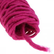Cordão de feltro com fio de lã de aço para artesanato rosa 20m